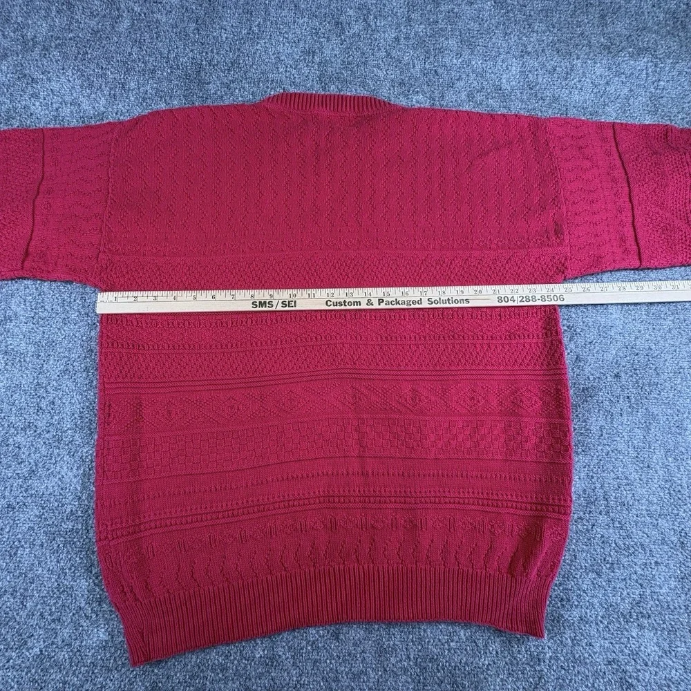 Vintage 80s Kenneth Roberts Sweater Mens L Red Preppy Academia Grandpa Baggy 90s